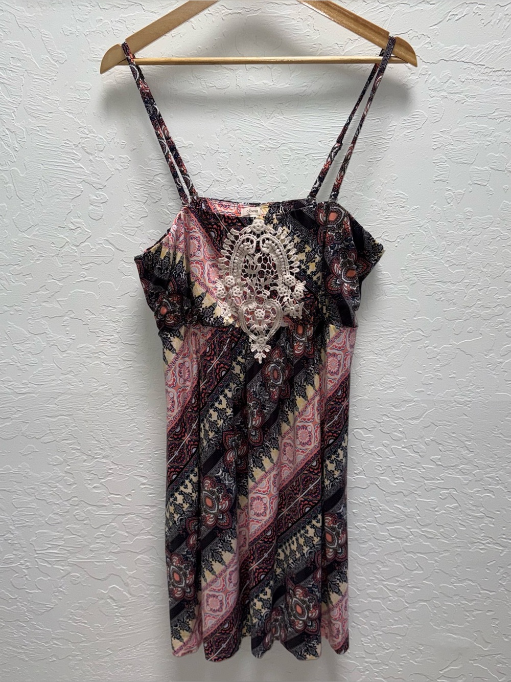 Soma Women’s Size XL Paisley Crocheted Hobo Spaghetti Strap Dress
